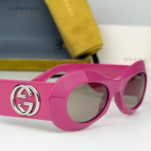 BRAND NEW Gucci GG1696S 004 Fuchsia Pink Grey Women Oval Sunglasses GG 1696S